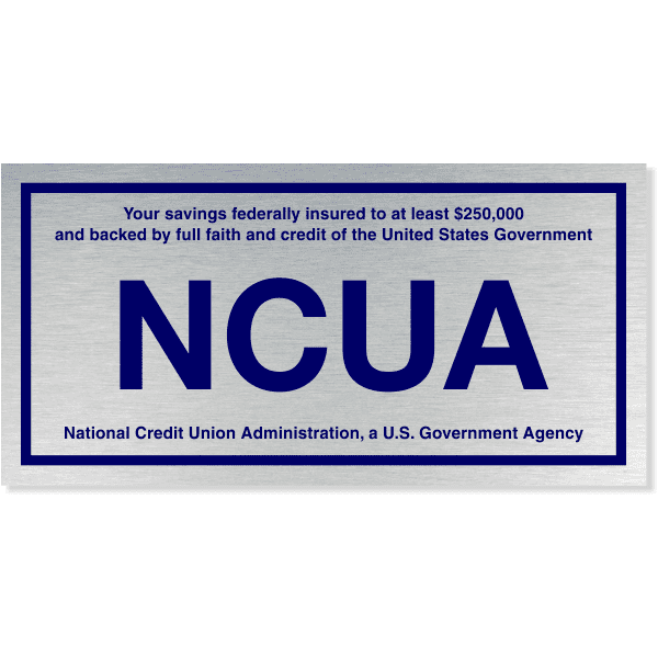 NCUA Blue / Silver Aluminum Wall Plate | 4" x 8"