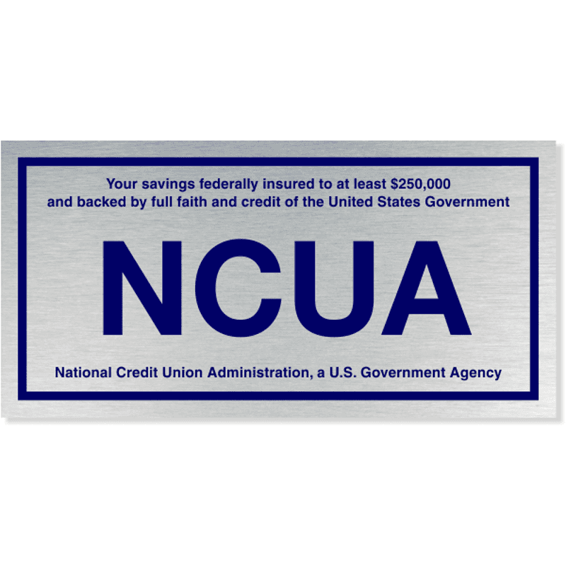 NCUA Blue / Silver Aluminum Wall Plate | 4" x 8"