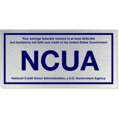 NCUA Blue / Silver Aluminum Wall Plate | 4" x 8"