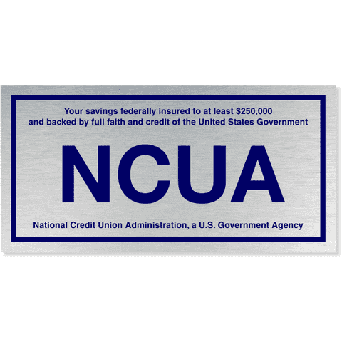 NCUA Blue / Silver Aluminum Wall Plate | 4" x 8"