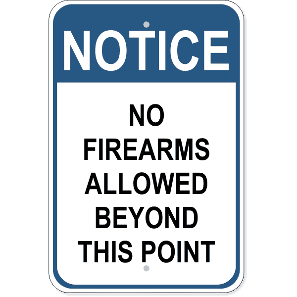 No Firearms Allowed 18" x 12" Aluminum Sign