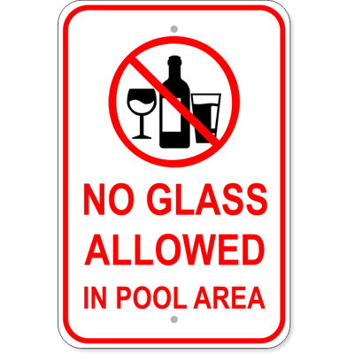 No Glass Allowed Aluminum Sign | 18" x 12"