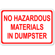 4" x 6" No Hazardous Materials Dumpster Decal