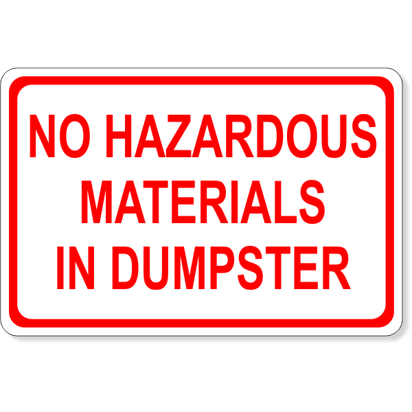 4" x 6" No Hazardous Materials Dumpster Decal
