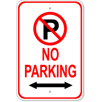 No Parking Both Directions Aluminum Parking Sign | 18" x 12"