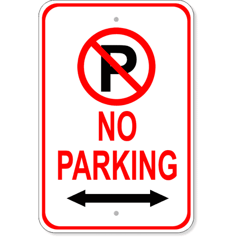 No Parking Both Directions 18" x 12" Aluminum Parking Sign