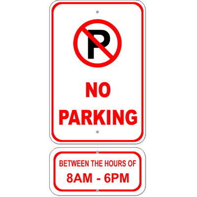 No Parking Hours Aluminum Sign Bundle