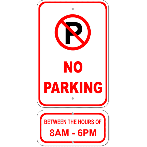 No Parking Hours Aluminum Sign Bundle