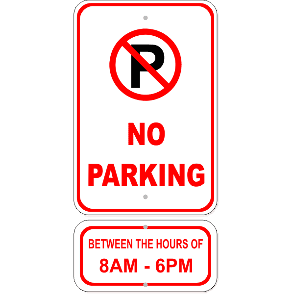 No Parking Hours Aluminum Sign Bundle