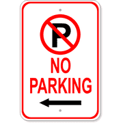 No Parking Left Arrow 18" x 12" Aluminum Parking Sign 