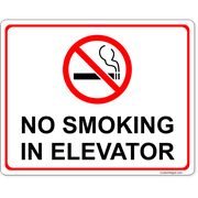 No Smoking In Elevator 8" x 10" Full Color Sign 