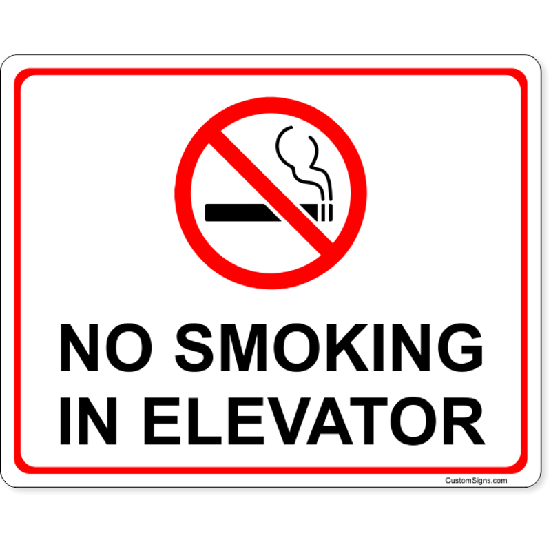 No Smoking In Elevator Full Color Sign | 8" x 10"