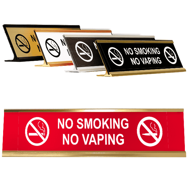 No Smoking No Vaping 2" x 8" Desk Plate