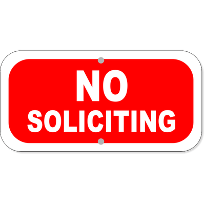 No Soliciting Aluminum Sign | 6" x 12"