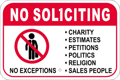 No Soliciting Sales Icon Aluminum Sign