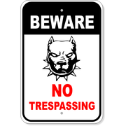 No Trespassing Beware 18" x 12" Aluminum Sign 