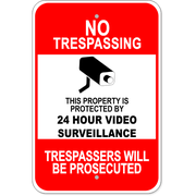 No Trespassing Surveillance 18" x 12" Aluminum Sign