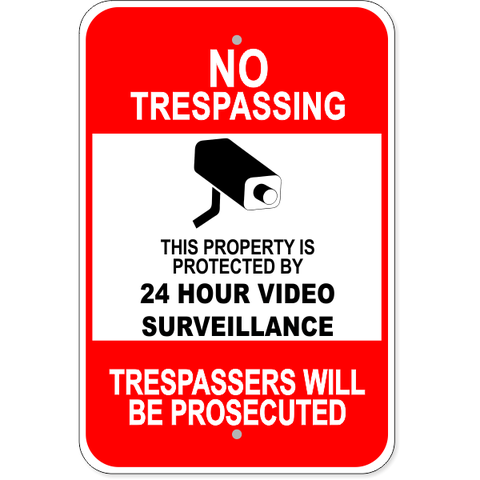 No Trespassing Surveillance 18" x 12" Aluminum Sign