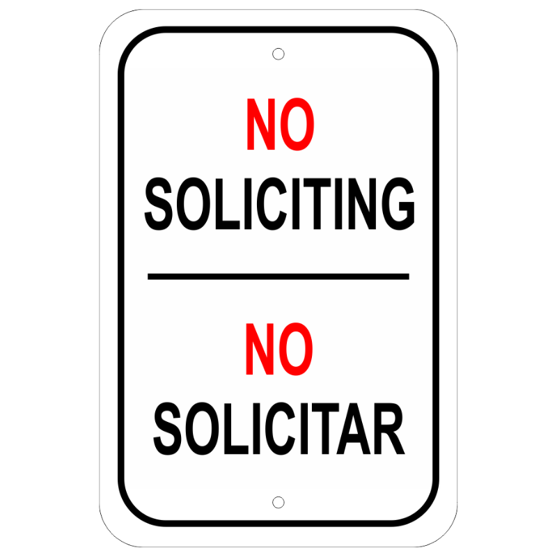 No Soliciting No Solicitar Aluminum Sign