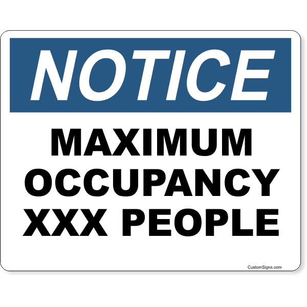 Notice Maximum Occupancy 8" x 10" Full Color Sign 