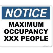 Notice Maximum Occupancy 8" x 10" Full Color Sign