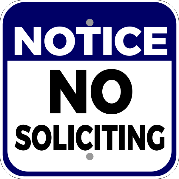 Notice No Soliciting Sign