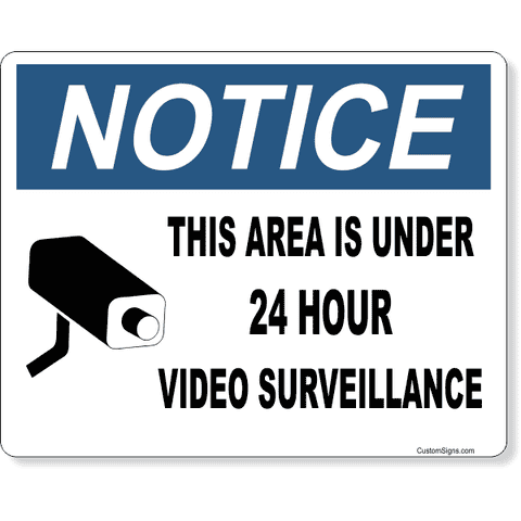Notice Video Camera Surveillance 8" x 10" Full Color Sign