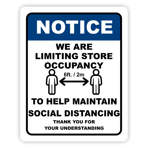 Notice We are Limiting Store Occupancy Sign 