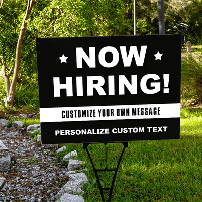 Custom Now Hiring Yard Sign - alternate view