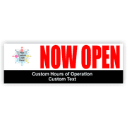Now Open 2' x 6' Hours Banner