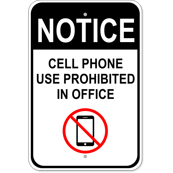 Office Cell Phone 18" x 12" Aluminum Sign