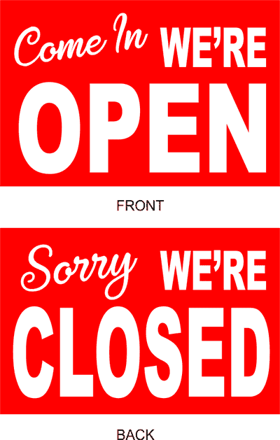 Open Closed Plastic Sign