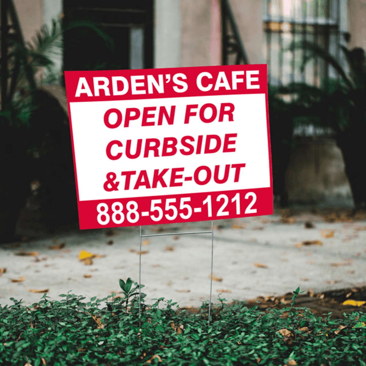 Custom Curbside and Takeout Yard Sign in Yard