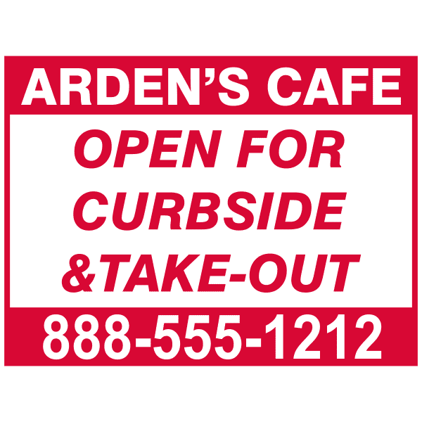 Custom Curbside and Takeout Yard Sign