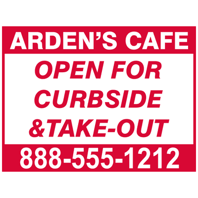 Custom Curbside and Take Out Yard Sign - alternate view