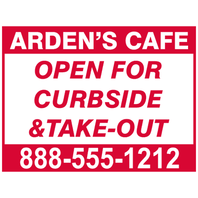 Custom Curbside and Take Out Yard Sign - alternate view