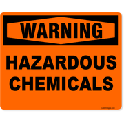 Orange Warning Hazardous Chemicals 8" x 10" Full Color Sign