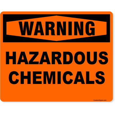 Orange Warning Hazardous Chemicals Full Color Sign | 8" x 10"