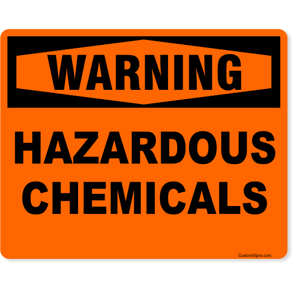 Orange Warning Hazardous Chemicals 8" x 10" Full Color Sign