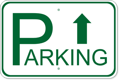 Parking Ahead Aluminum Sign | 12" x 18"