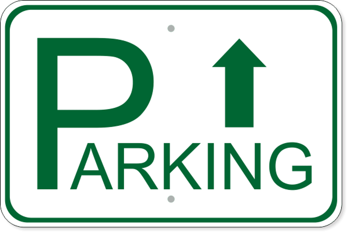 Parking Ahead Aluminum Sign | 12" x 18"
