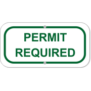Permit Required Add-On 6" x 12" Green Aluminum Sign 