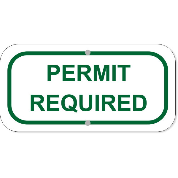 Permit Required Add-On 6" x 12" Green Aluminum Sign 