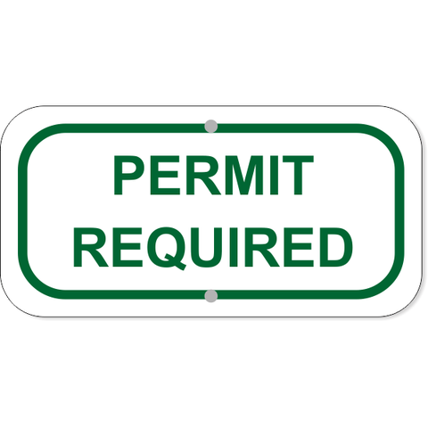 Permit Required Add-On 6" x 12" Green Aluminum Sign