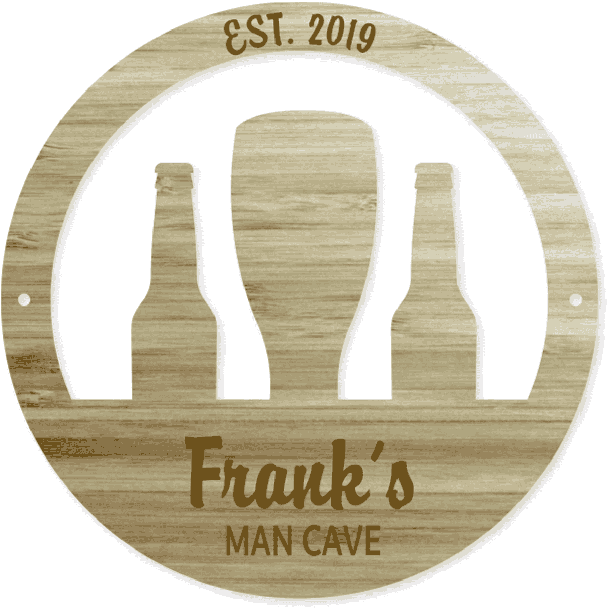 12" Round Personalized Bottles and Tap Engraved Wood Sign