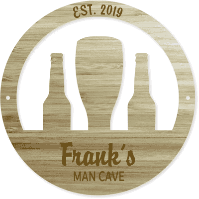 12" Round Personalized Bottles and Tap Engraved Wood Sign