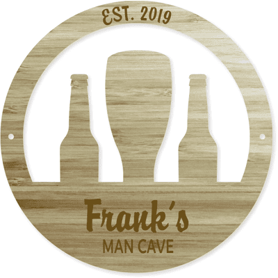12" Round Personalized Bottles and Tap Engraved Wood Sign