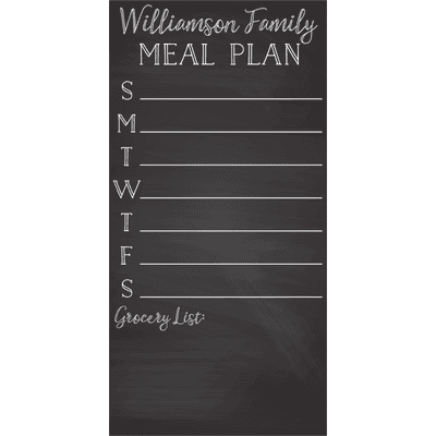 Personalized Family Meal Plan Chalkboard