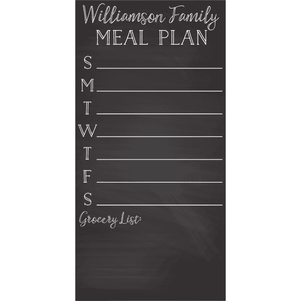 Personalized Family Meal Plan Chalkboard