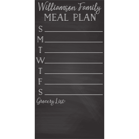 Personalized Family Meal Plan Chalkboard